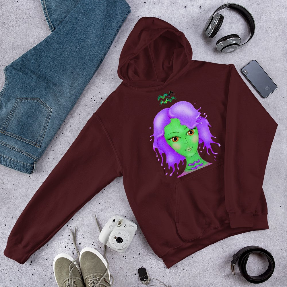 Athletic Casualwear Hoodie for Women- Aquarius Sun Sign. WickedYo.